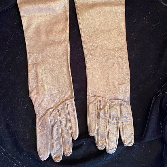 GLOVES By Superb Vintage 3/4 Length Brown Leather Gloves Size 6.5 - Picture 1 of 13